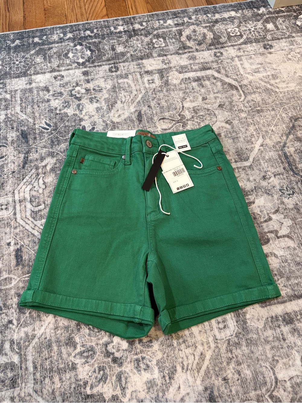 Judy Blue Kelly Green High-Rise Cuffed Jean Shorts